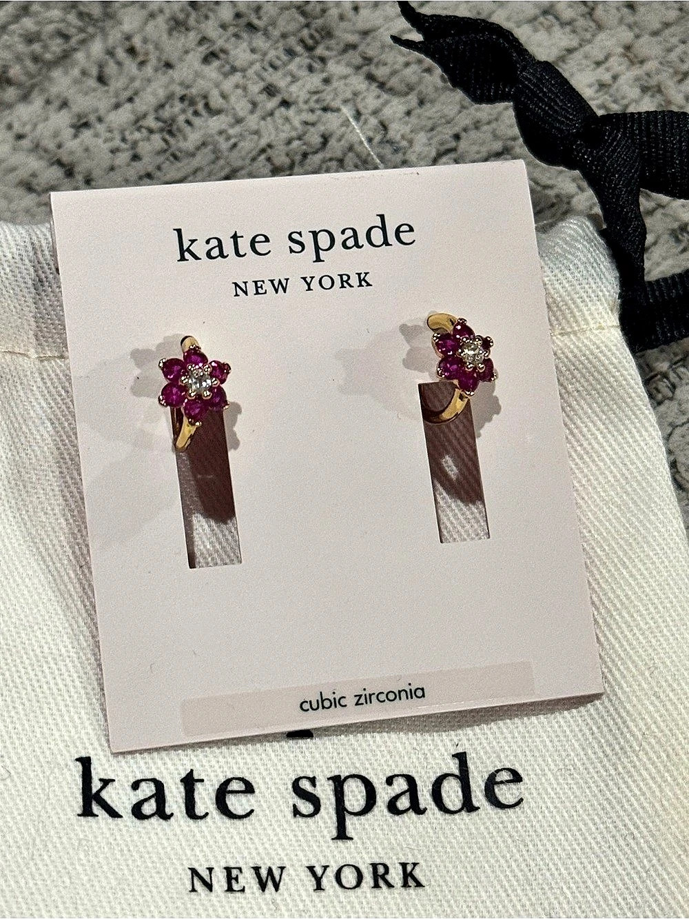 kate spade new york Miosotis Flower Huggies Pink & Gold NWT